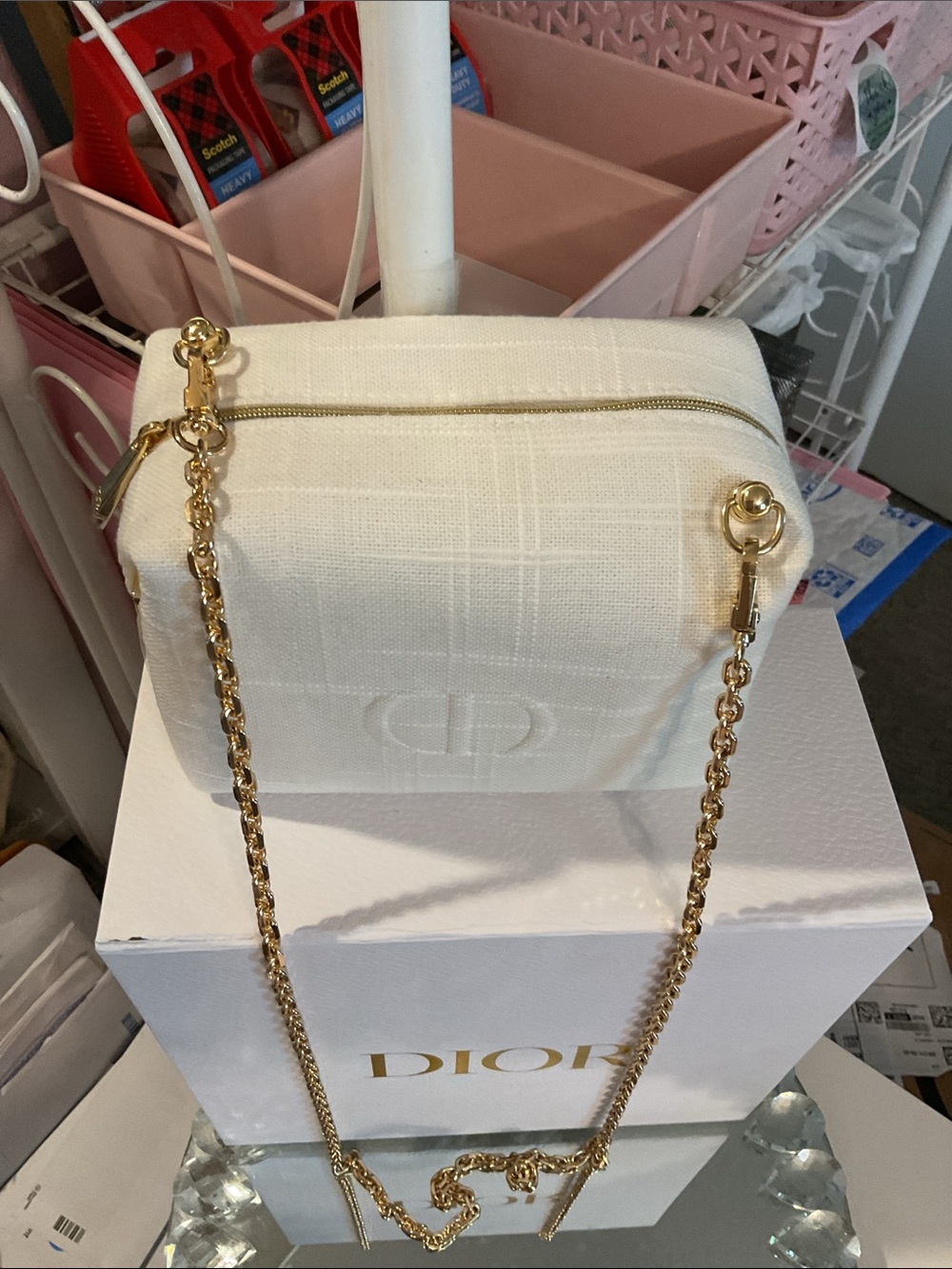 Dior Cream Quilted Crossbody with Gold Chain Strap - Picture 6 of 7